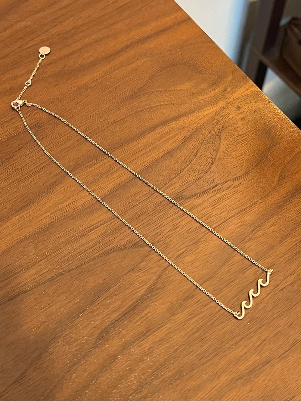 Rose Gold Wave Pendant Necklace - Women's Jewelry